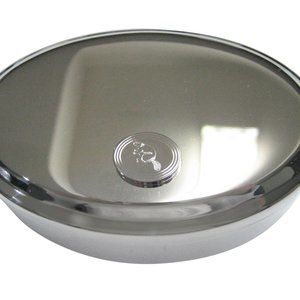 Etched Oval Beaver Oval Trinket Jewelry Box